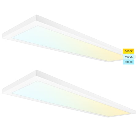 1x4 FT Surface Mount LED Panel Lights 3 CCT Selectable 40W 4000LM 0-10V Dimmable 2-Pack